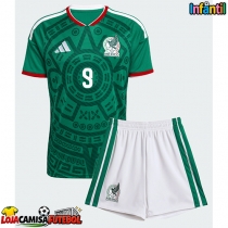 Camisa de Futebol México Raul Jimenez #9 Equipamento Principal Infantil Mundo 2026 Manga Curta (+ Calças curtas)